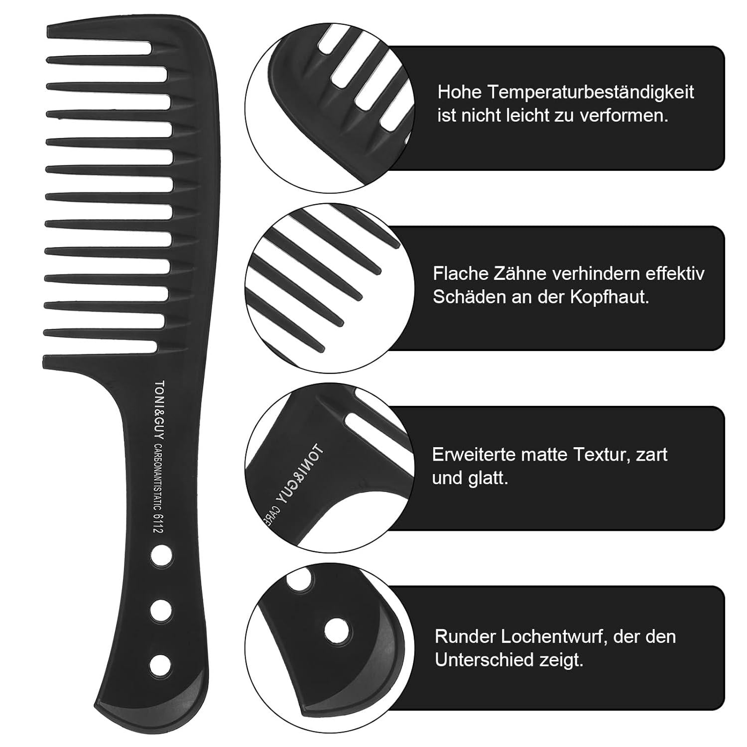 5er HaarKamm Set antistatischer Profi Friseur Kamm Grobzinkiger