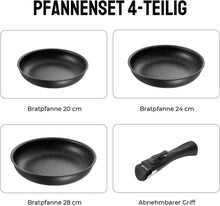 Hochwertiges 4tlg Pfannen-Set | 20+24+28 cm | abnehmbarer