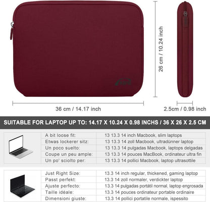 Laptophülle Stoßfest 13,3-14 Zoll Sleeve Rotwein