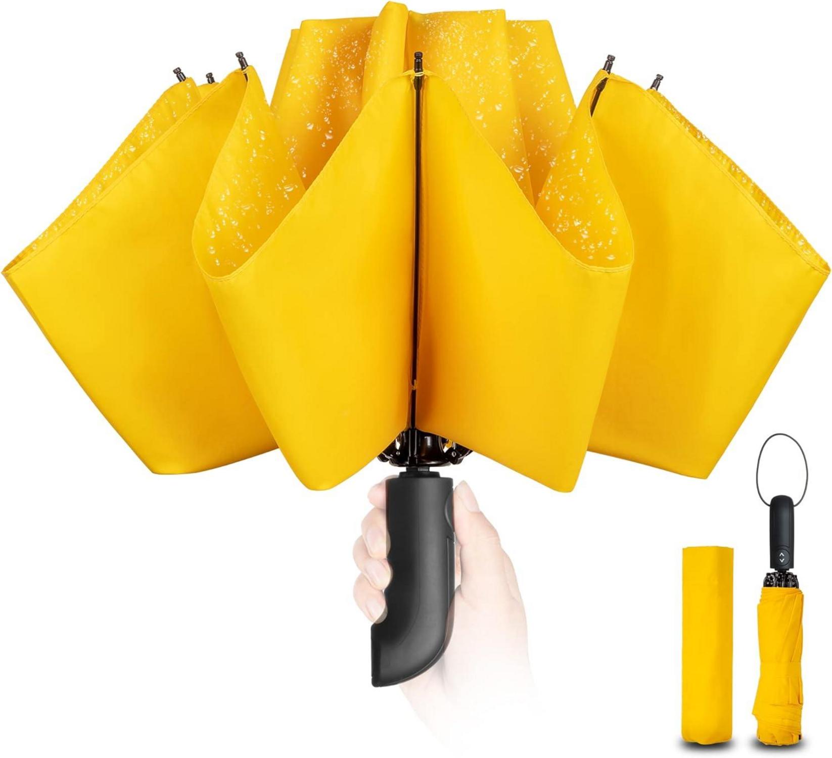 Kompakter Faltbarer Regenschirm sturmfest Automatik 105 cm Spannweite