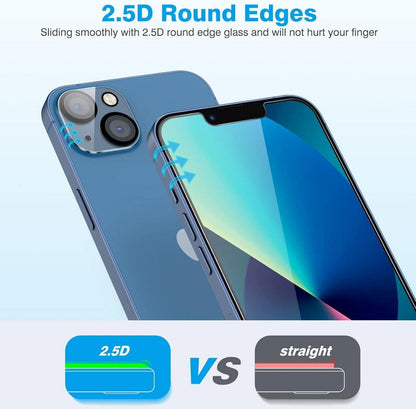Schutzglas und Kamerafolie für iPhone 13 Mini, 5er Set