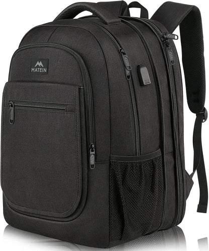 Großer Laptop Rucksack USB-Ladeanschluss schwarz 17,3 Zoll