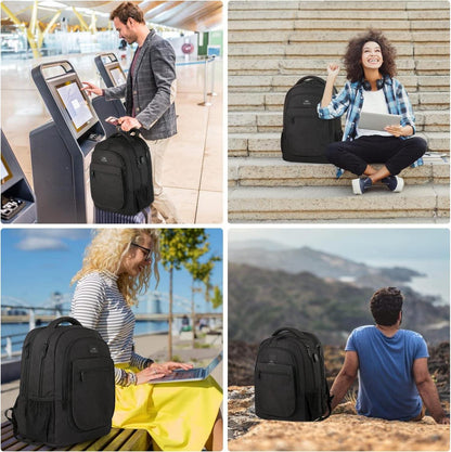 Großer Laptop Rucksack Herren 17,3 Zoll USB Schwarz