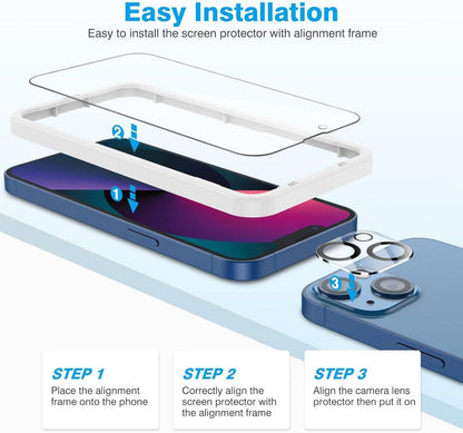 Panzer Schutz Glas für iPhone 13 Kamera HD Displayschutzfolie