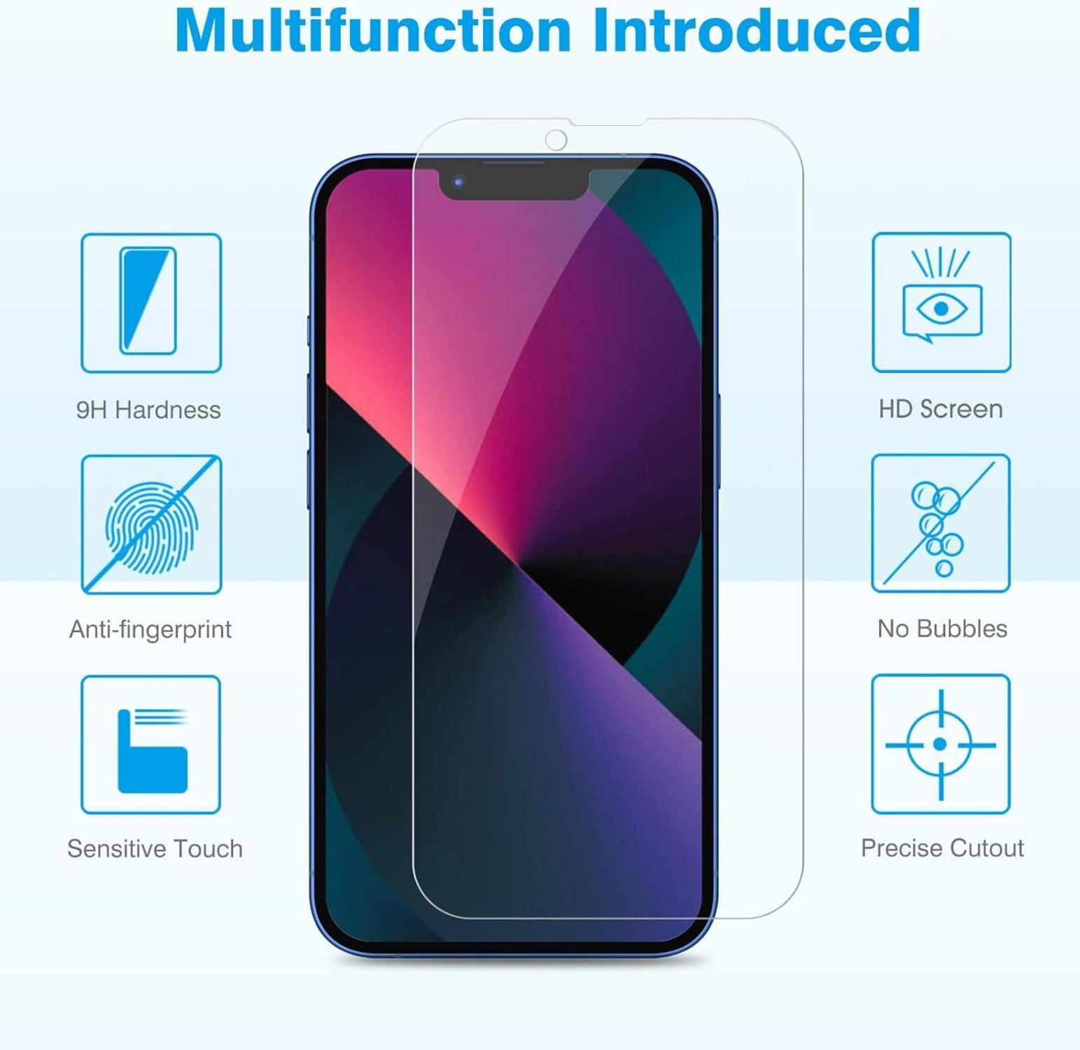 Panzer Schutz Glas für iPhone 13, 2+2