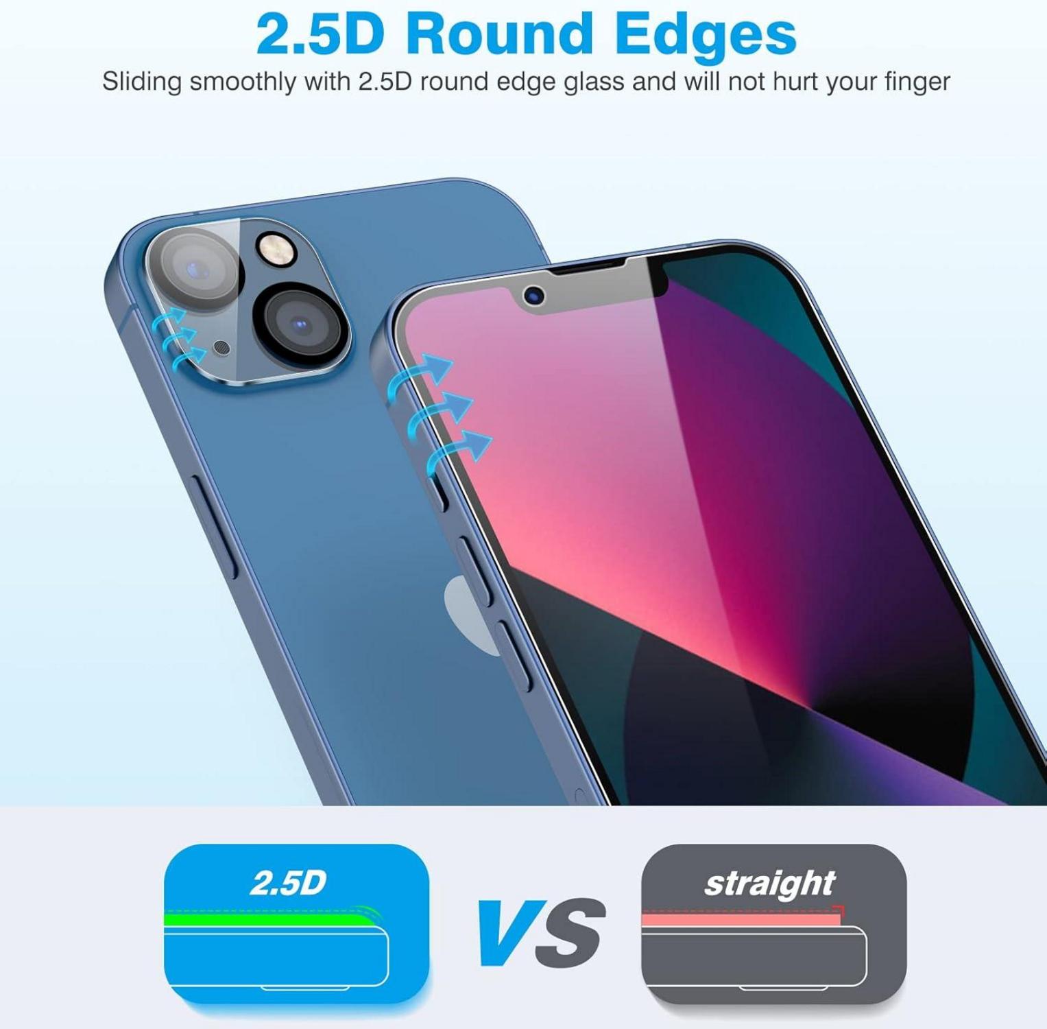 Panzer Schutz Glas für iPhone 13, Kamera Schutzfolie, HD Displayschutzfolie