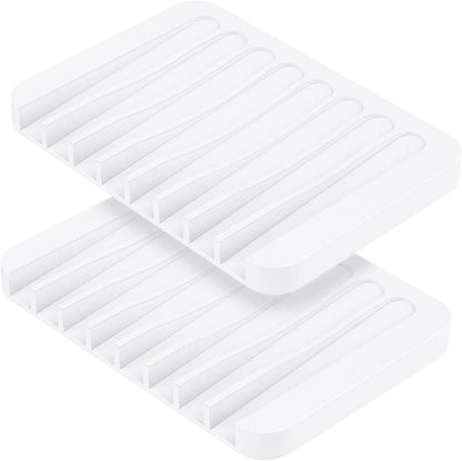 Seifenschale Weiß Silikon 2er Set Bad Dusche Ablauf Rutschfest