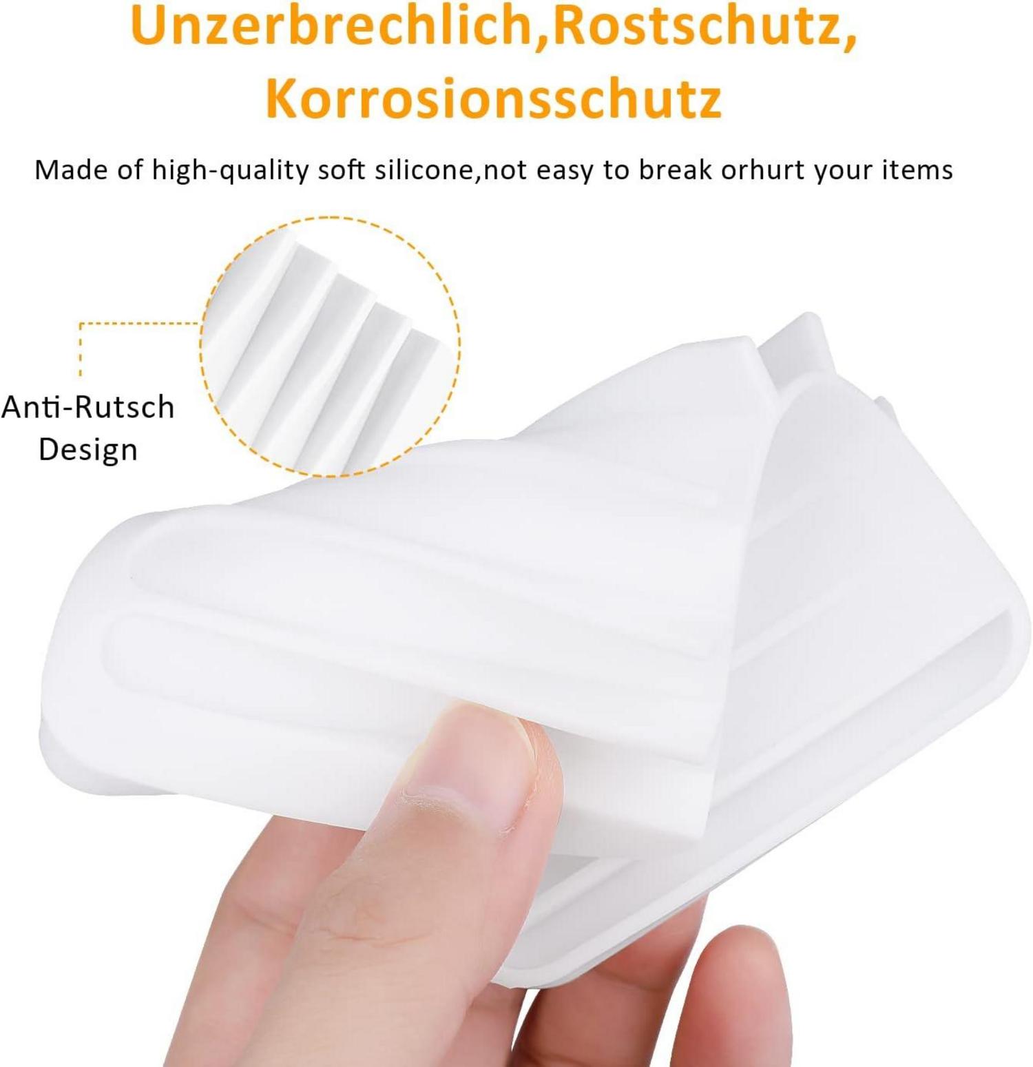 2er Set Weiße Silikon Seifenschale mit Ablauf - Rutschfest, Leicht zu