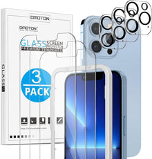 Panzer Schutzglas mit Rahmen-Installationshilfe für iPhone 13 Pro, 3+3