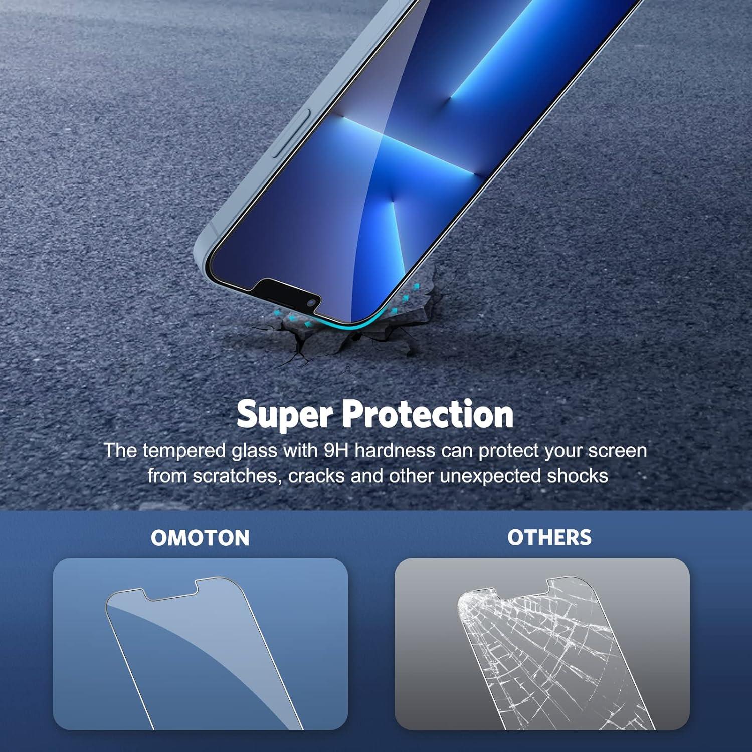 iPhone 13 Pro Panzer Schutzglas mit Rahmen, 3+3 Stück Schutzfolie, [9H