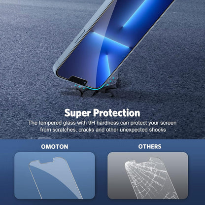 iPhone 13 Pro Panzer Schutzglas mit Rahmen, 3+3 Stück Schutzfolie, [9H