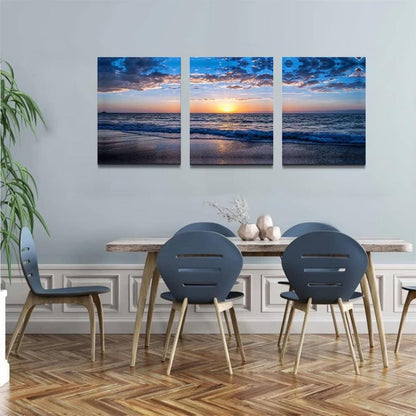 Leinwandbild Sonnenuntergang Strand Meer Landschaft Deko 58x40 cm