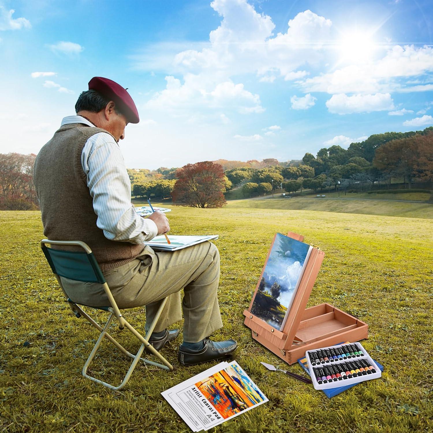 40-teiliges Malset mit Staffelei und 24 Farben Acrylfarben