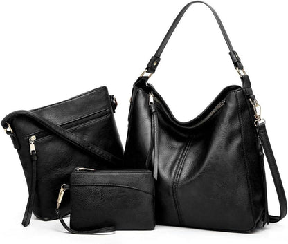 Pahajim Handtaschen Geldbörsen Set Damen PU Leder Umhängetasche