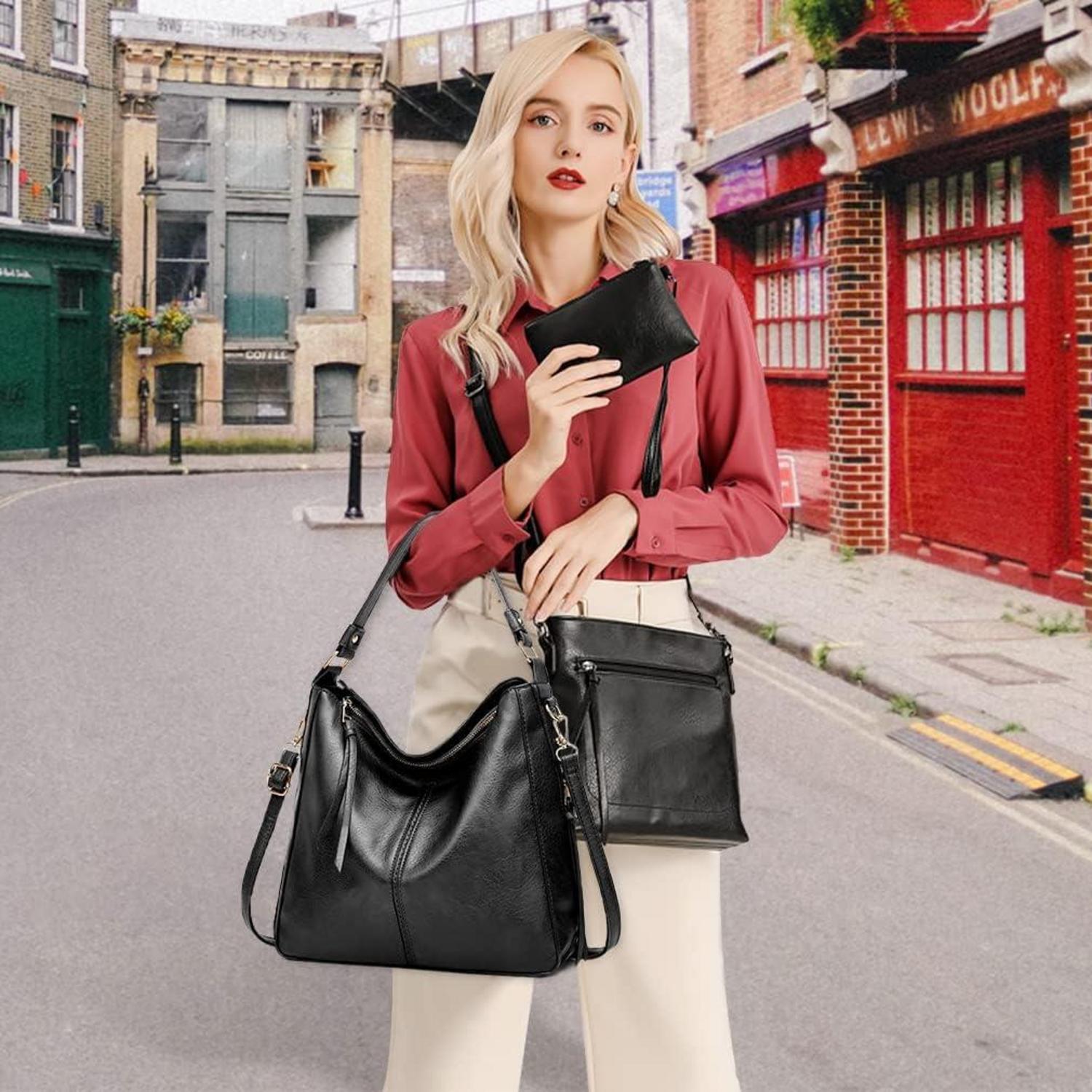 Handtaschen und Geldbörsen Set Damen Schultertasche PU Leder Hobo