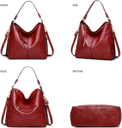 Pahajim Damen Handtaschen Set Geldbörsen PU Leder Schultertasche Hobo