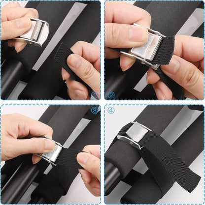 10er Pack Kurze Spanngurte 40cm mit Klemmschloss Schwarz, Verstellbare