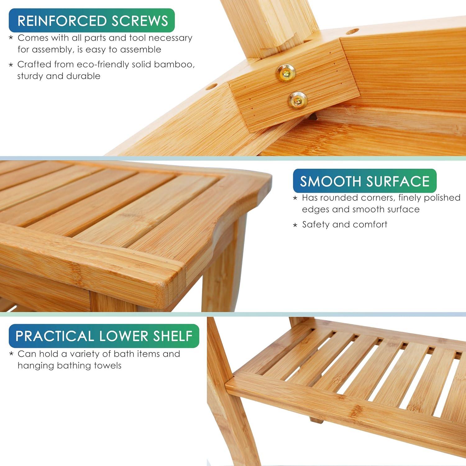 Bambus-Duschbank 2-stufiger Holz-Spa-Organizer Hocker Badewannenstuhl