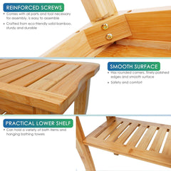 Bambus-Duschbank 2-stufiger Holz-Spa-Organizer Hocker Badewannenstuhl