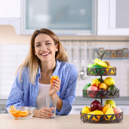 3-Stufiger Obstkorb für Küche Theke Esstisch Schwarz