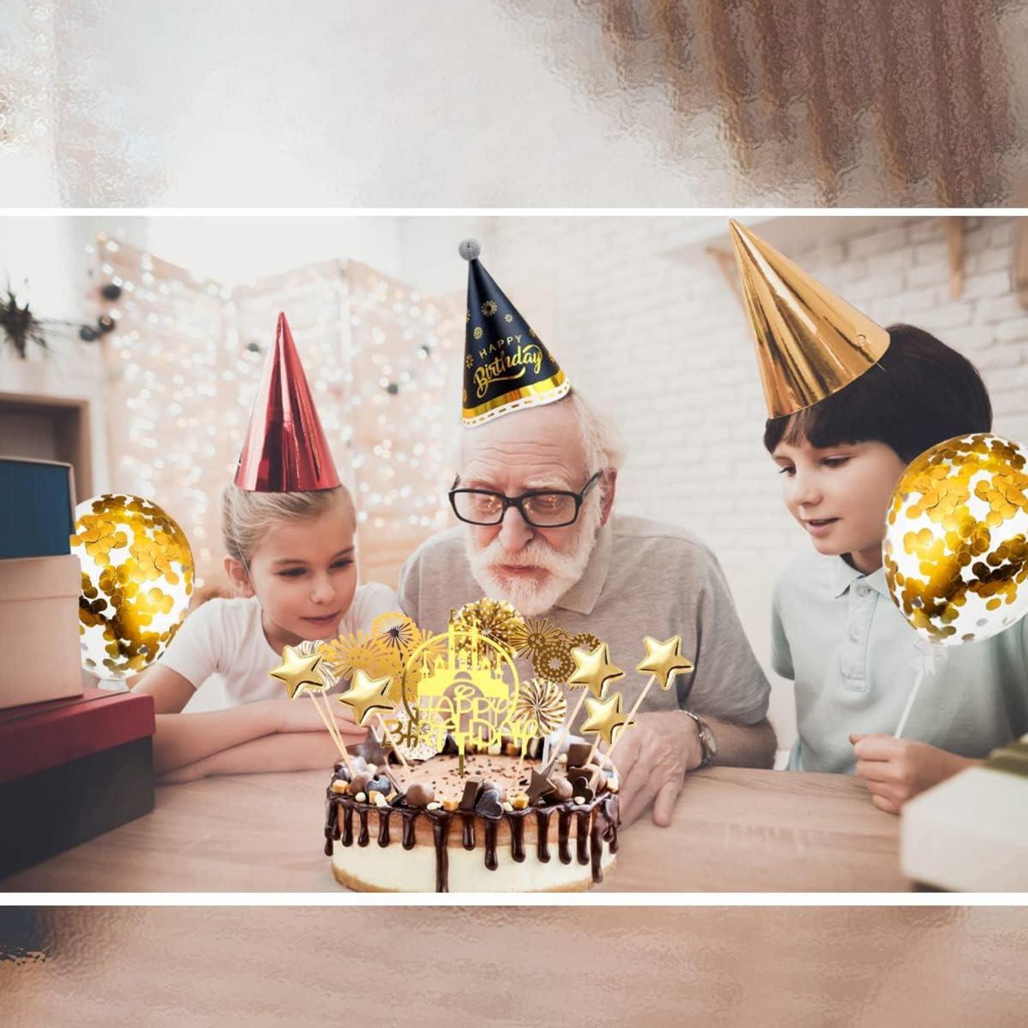 Gold Tortendeko Geburtstag Cake Topper Happy Birthday Kuchen Deko 15-teilig
