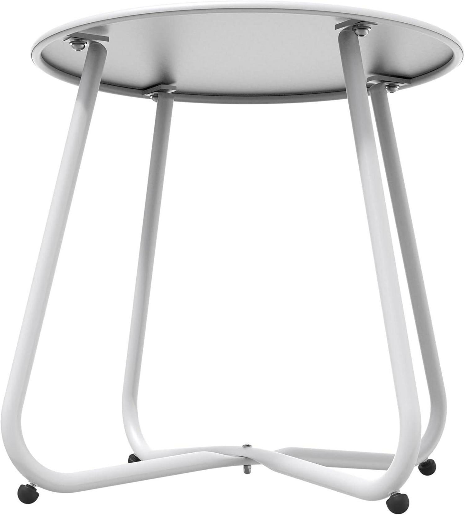 Runder Garten Beistelltisch Weiß Leicht Stabil 45 x 45 cm