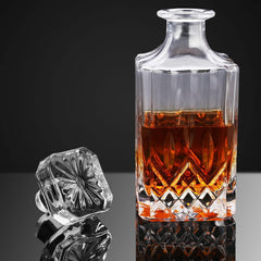 Cieex Whiskey Karaffe Set mit 4 Whiskeygläsern und 12 Steinen - Geschenkbox für Männer