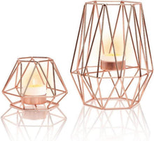 Geometrischer Kerzenhalter Set Rose Gold Metall Vintage Teelichthalter