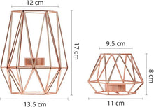 Geometrischer Kerzenhalter Set, Metall Roségold, Hochzeit