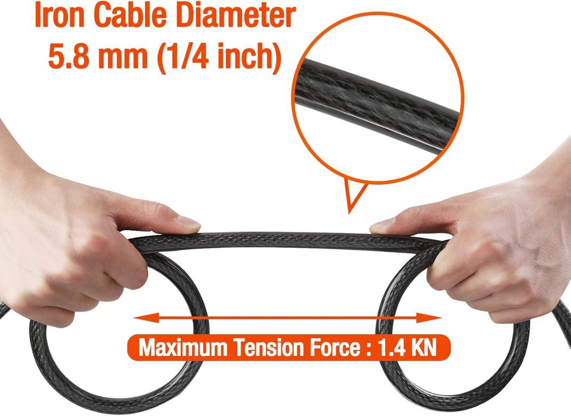 Schlaufenkabel Stahlseil 2m Sicherung Fahrrad Motorrad 12mm stark