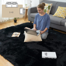 Großer Schwarz Shaggy Teppich 150x240cm Hochflor Moderner
