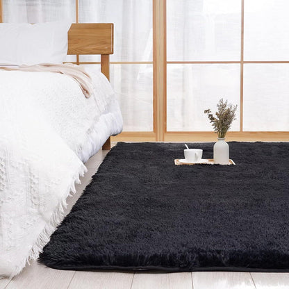 Großer Schwarz Shaggy Teppich 150x240cm Hochflor Moderner