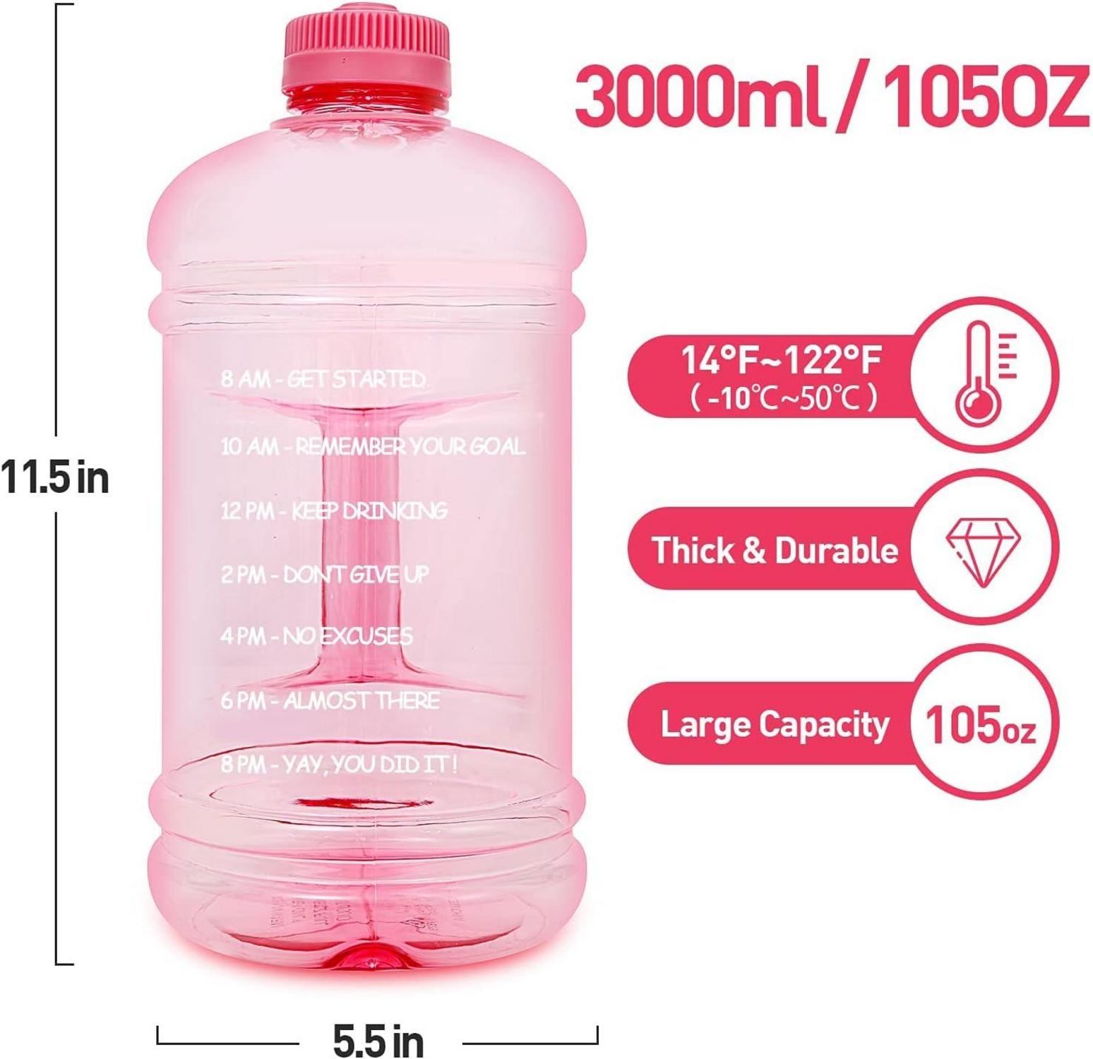 GEMFUL Trinkflasche 3 Liter mit Zeitmarke und Tragegriff BPA