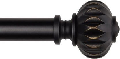 Ausziehbare Gardinenstange Schwarz Metall 182-365cm 25.4mm Durchmesser