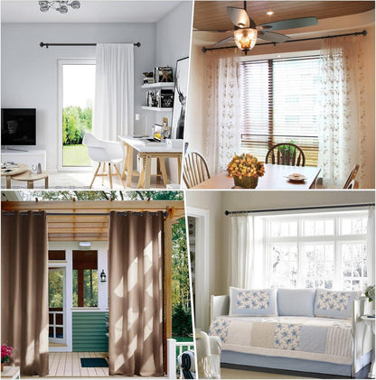 Gardinenstange Ausziehbar 182-365 cm Schwarz Metall mit