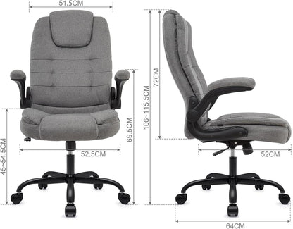 Ergonomischer Bürostuhl 360° drehbar Grau mit Armlehnen