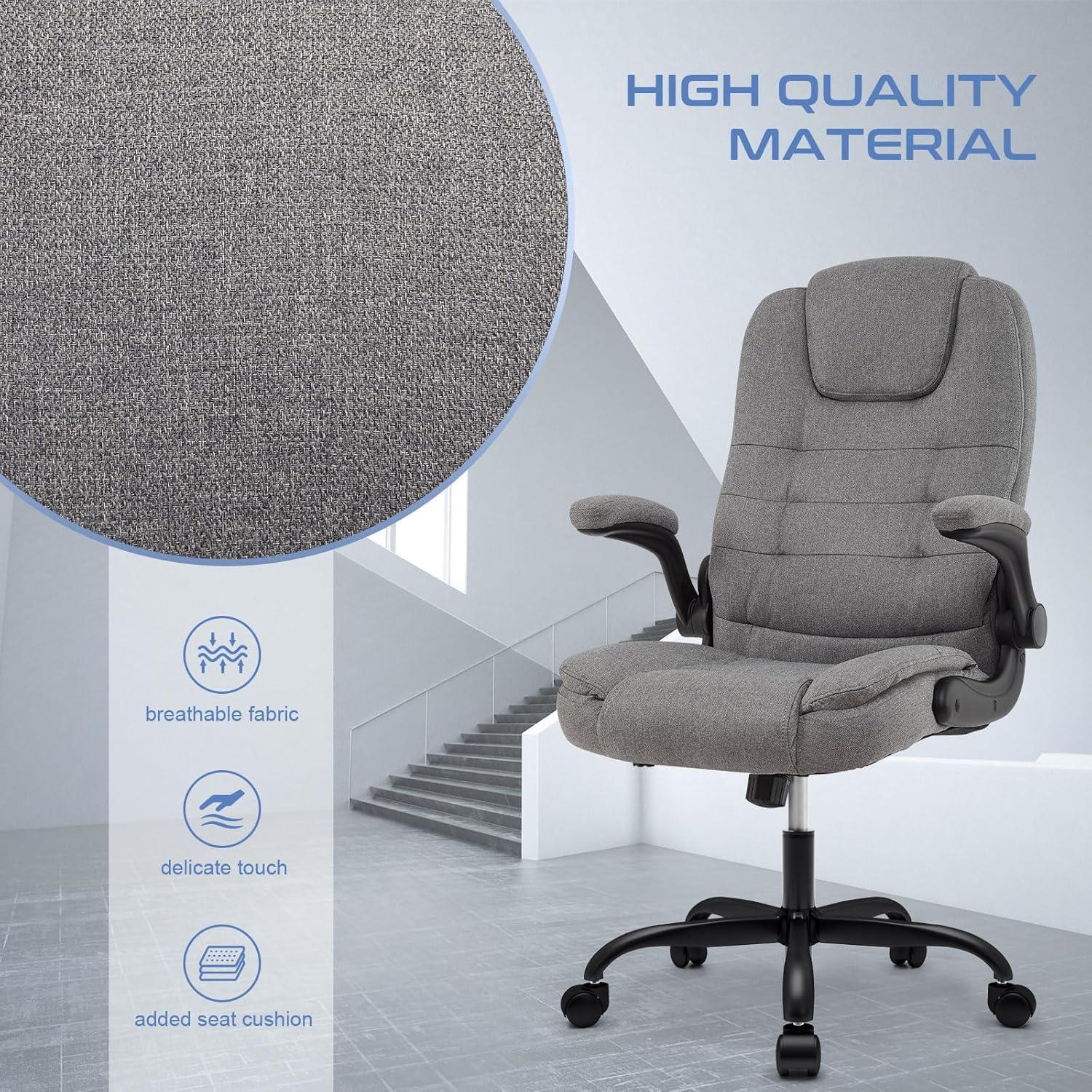 Ergonomischer Bürostuhl Stoff 360° Bürodrehstuhl Höhenverstellbar Grau 54*52*115 cm