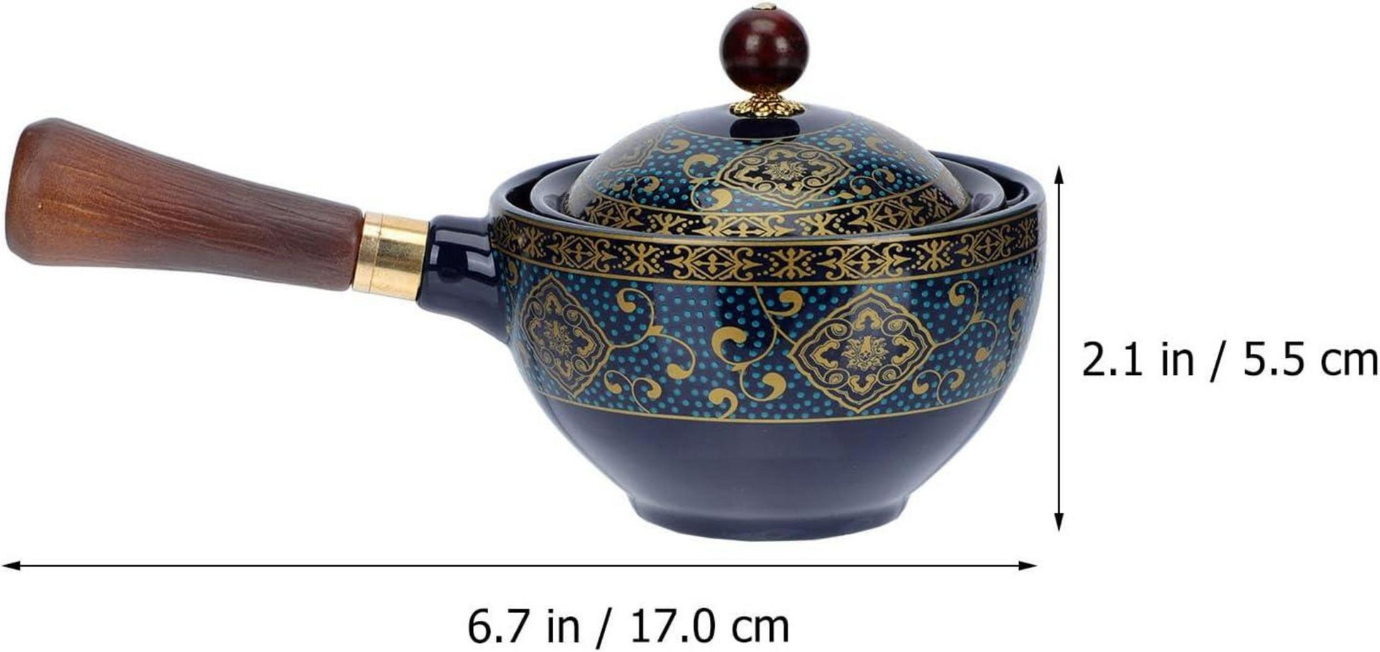 Japanische Keramik Teekanne mit Holzgriff und Teesieb - Retro Teekocher