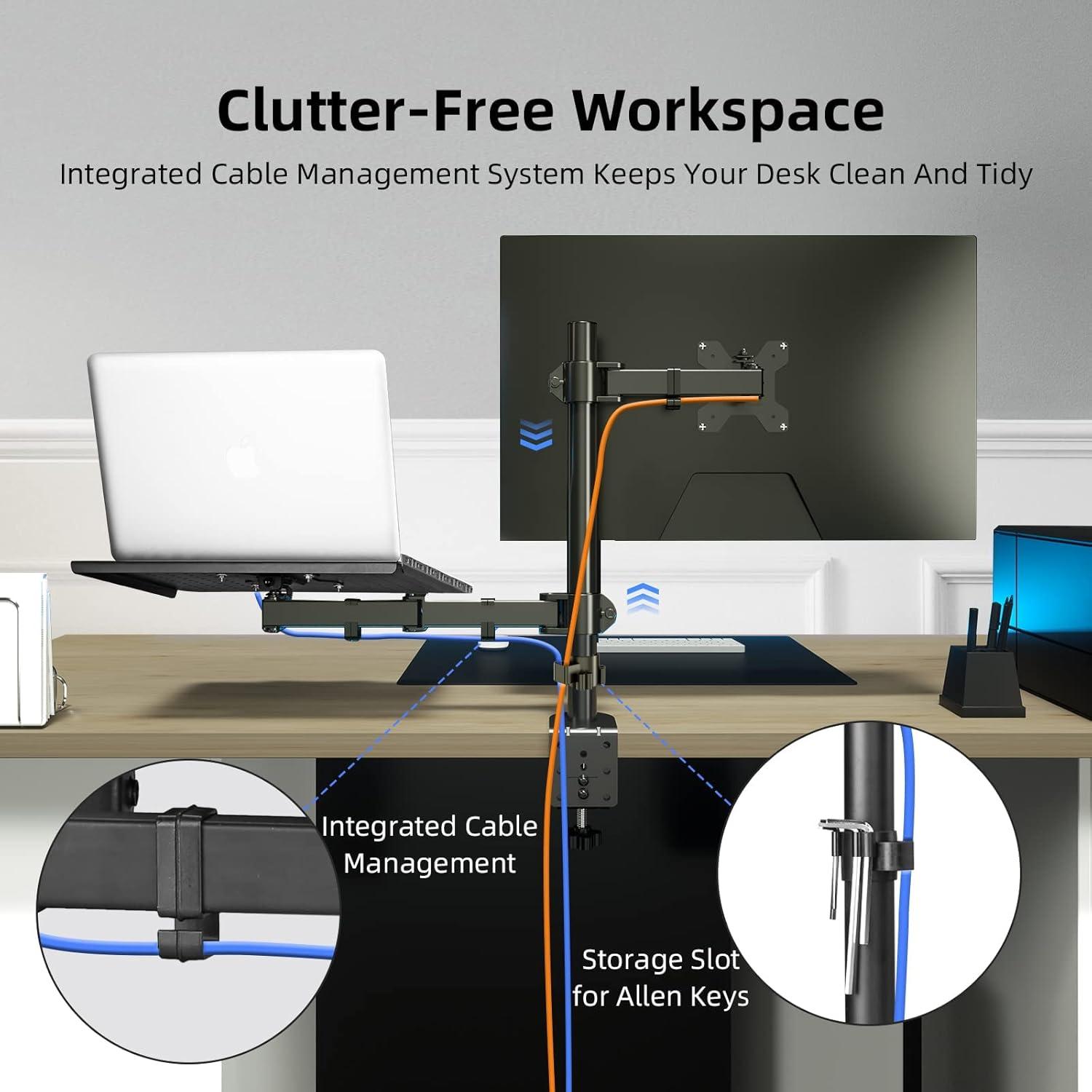 Suptek Monitor Arm mit Laptop Halterung für 13-27 Zoll