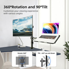 Monitor Arm mit Laptop Halterung für 13-27 Zoll Bildschirme & bis zu 15,6 Zoll Notebooks