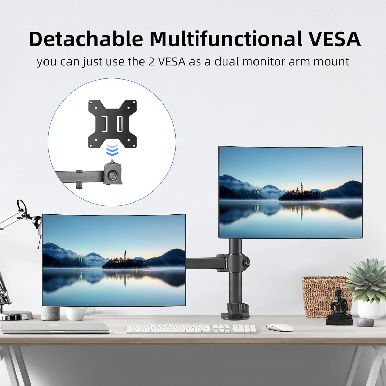 Monitor Arm mit Laptop Halterung für 13-27 Zoll Bildschirme - Höhenverstellbar