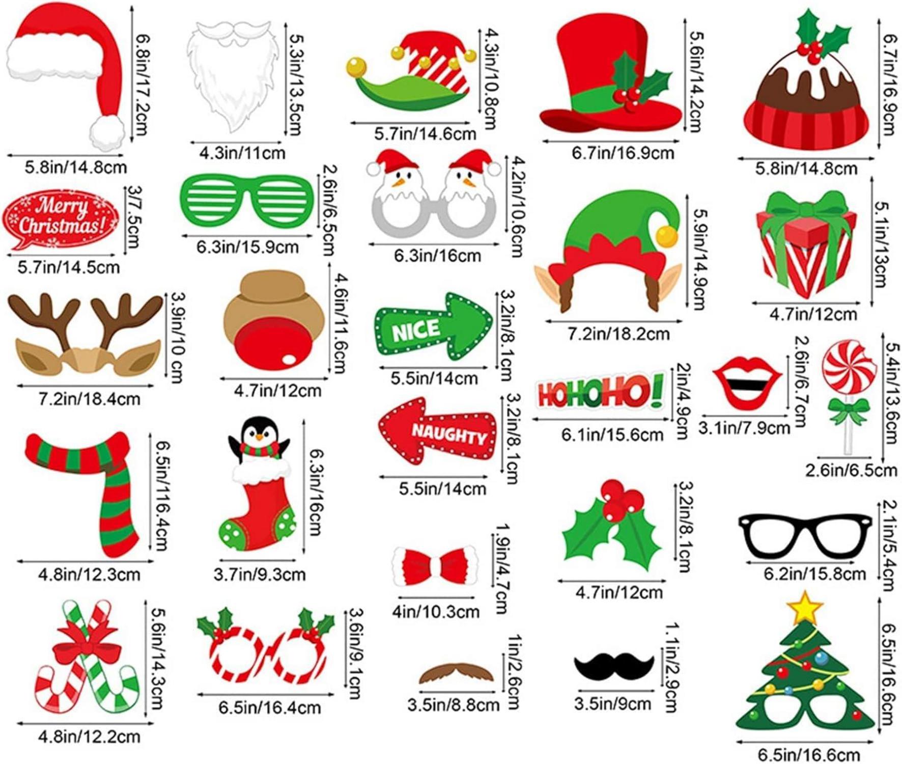 Weihnachtsfoto Requisiten Set 32-teilig Xmas Party Deko Brillen Booth Props