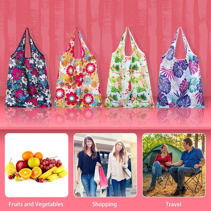 4er-Pack wiederverwendbare faltbare Einkaufstaschen - Multifunktionale