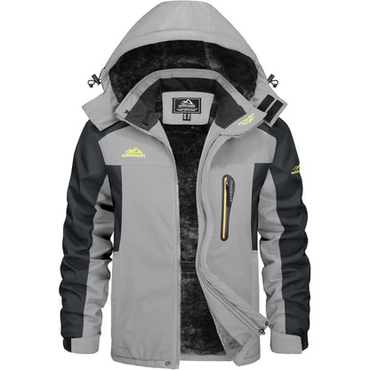 Herren Winterjacke Wasserdicht Warm Gefüttert Skijacke Hellgrau