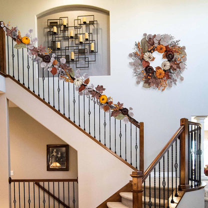 Herbstkranz Kürbis Deko Ahornblatt Beere 45cm Violett