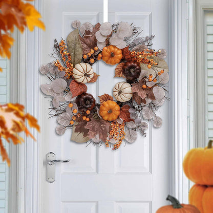 Künstlicher Türkranz Herbstdeko 45cm Violett Ahornblatt Beere