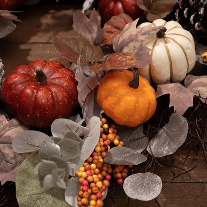 Herbstkranz 45cm Türkranz Kürbis Ahornblatt Violett Thanksgiving Halloween