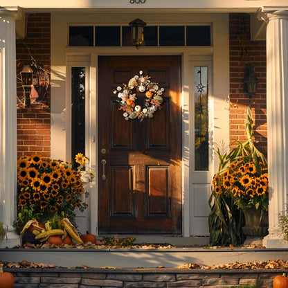 Herbstkranz 45cm Türkranz Kürbis Ahornblatt Violett Thanksgiving Halloween