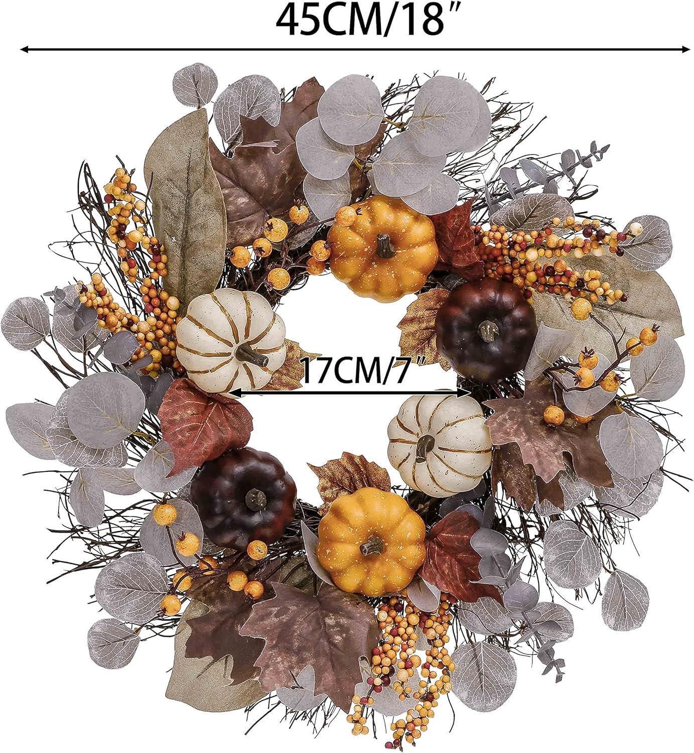 Künstlicher Türkranz Herbstdeko 45cm Violett Ahornblatt Beere