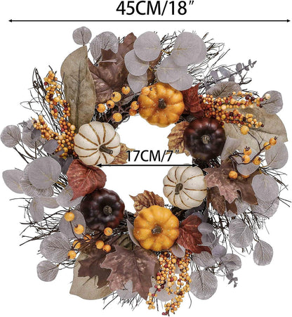 Künstlicher Türkranz Herbstdeko 45cm Violett Ahornblatt Beere